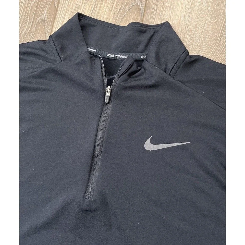 Nike Running Long Sleeve Pullover Mens S Black Heather 1/4 Zip Dri-Fit Stretch